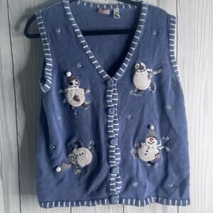 Vintage Holiday Classics Christmas Novelty Sweater Vest Snowman Holiday Large